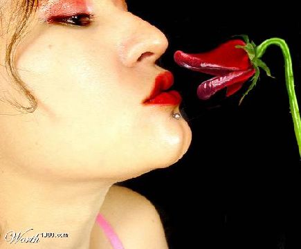 love - a girl kissing a flower