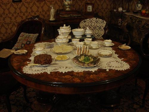 the Victorian Parlour  - in the Victorian Parlour you can see beautiful furniture, fine china and ‘fresh’ deserts, etc, that reflects prosperity and comfort of a middle class family, who lived in the expanding city suburbs in 1870.