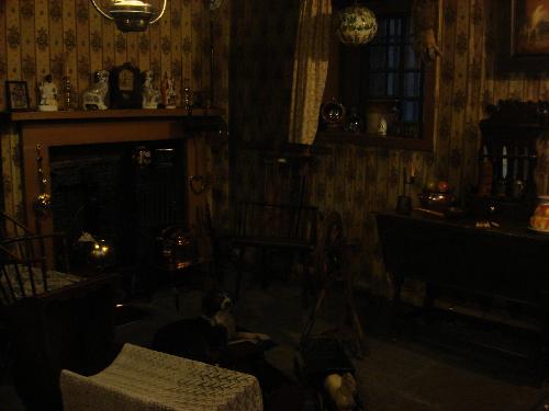 a Moorland cottage  - Moving on, you pop by a Moorland cottage in the north-east of Yorkshire in 1850s, and then you can see the peat fire was the centre of family activity, and was used for heating, cooking and proving hot water; the furnishings are practical more than decorative, and were often home made.