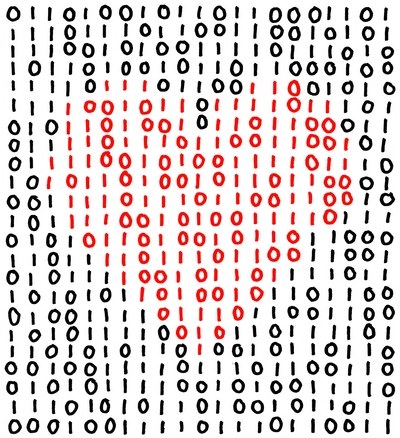Love - A binary code with a heart in it. . .  Double meaning