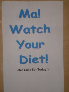daughter's reminder - this was my daughter's message which she pasted on our divider.