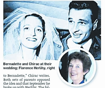 triangles girfriend - Chirac's wife wedding ,bottom right as triangles girlfriend Florence Herlihy