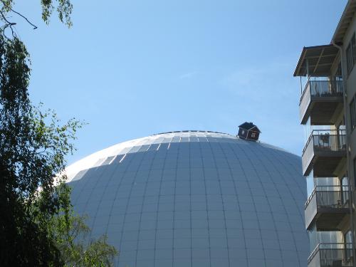overlooking the globe - The biggest globe I have ever seen in my entire life. Overlooking the globe known as Globen in Sweden.