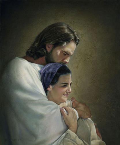 Jesus hugging mother mary - This picture expresses the beauty of mother-son love. Jesus as a son loves his mother so much.