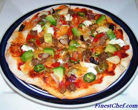 pizza yummm - mexican pizza with lots of toppings