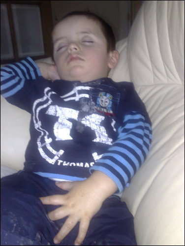 He'll go blind! - This is my friends wee boy, fast asleep, looking very protective of his bits and pieces! It cracks me up when I look at it!