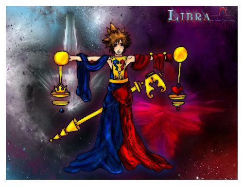 Sora from kingdom hearts as zodiac Libra - Here is one of my pics from my KH zodiac calendar. Go see silverbeam&#039;s gallery on deviant art to see the rest. I enjoyed making them and they are all up there.
