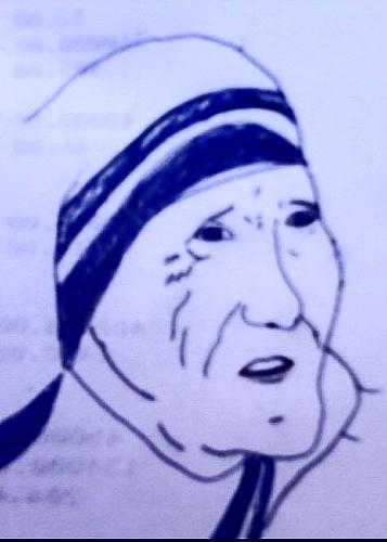 mother teresa - a picture of mother teresa that i drew when i got bored in office