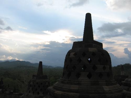 sunset at borobudur temple - I took this photo when visiting borobudur temple Indonesia at sunset time. so beautiful background of temple at sunset time.