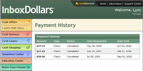 InBoxDollars payout history - Here is my payout history with InBoxDollars. On my last request I made sure to request payout before the end of the month and they cut my check less than 5 days later. The timing of your request can seriously delay or speed up your payout. The first two requests were just after a new month began and took over a month to process.