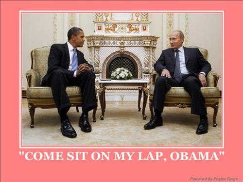 Obama and Puttin - Russia's Vladamir Puttin showing Obama who is alpha dog.