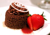Cake and strawberry - This is the photo of the cake and strawberries on a white plate.