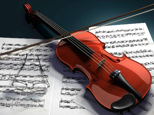 Violin - A beautiful violin with chords on the background