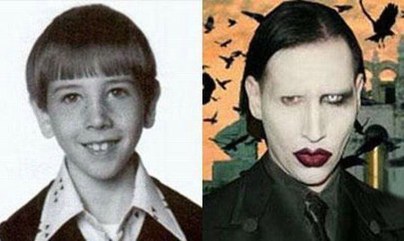 Marilyn Manson - his childhood pic with his present image.