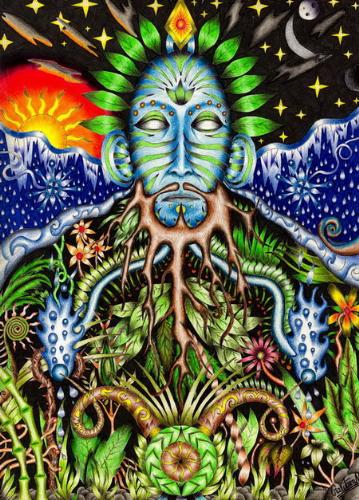 Nature's Divinity - Done with coloured pencils and pen.  More details here- http://gautman88.deviantart.com