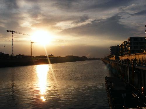 Sunset in Bremen - A lovely sunset in Bremen on the old wharf.