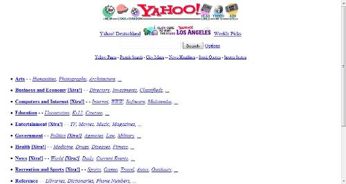 Vintage Yahoo - Yahoo capture Oct 17, 1996 (wayback machine).