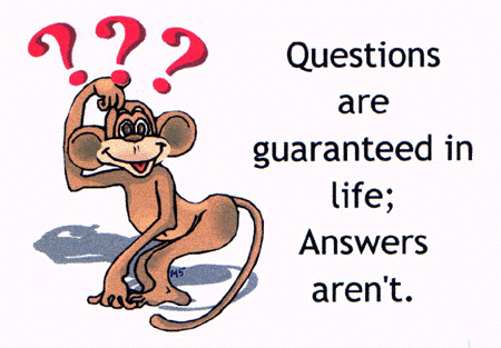 Monkey's question.. - Questions are guaranteed in life; answers aren't..