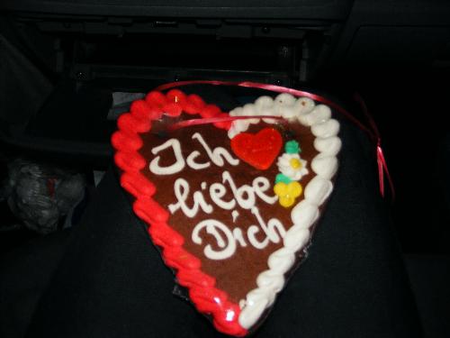 'Lebkuchen' - The 'Lebkuchen' is maybe the most typical sweet for Germany. There are a lot of inscriptions on it. On this stands 'Ich liebe dich', which means 'I love you'