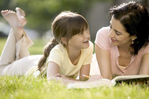 Reading at park - reading books with mom at park is fun