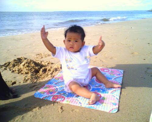baby at the sea - cute baby with sea background