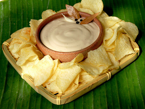 potato chips with sour cream dips - side dish