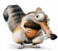 Scrat - Scrat the Saber-Toothed Squirrel is a saber-toothed squirrel shown all three films. He is commonly shown in scenes, involving Manfred, Sid, and the rest, but never interacts with them directly with a few exceptions. Scrat is usually seen trying to bury his beloved acorn. In the first film, he mistakes a painting of an acorn for his own, after he was on an ice slide with Manny Sid and Diego but instead just hits the wall.