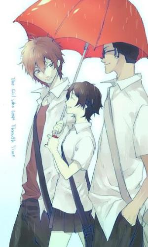 rain - anime friends share an umbrella