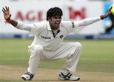 Sreesanth Appealing - Sreesanth Appealing and literally begging the umpire.