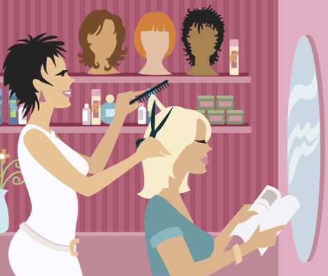 hair salon - hair salon is a place where you normally cut your hair and trim them.
