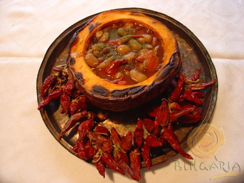 Pumpkin 'kavarma' - The whole dish is served in a hollowed pumpkin.