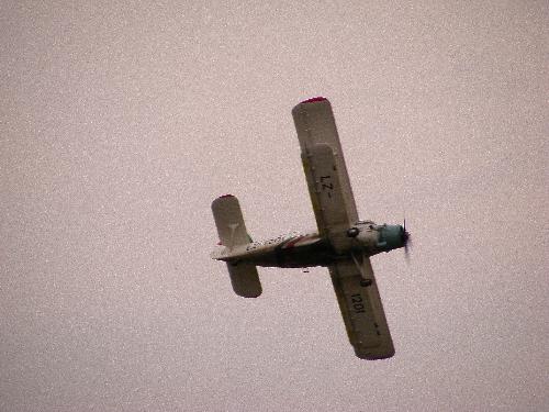 A plane - A plane over the fields in town of Lom.