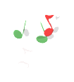 Musical Notes - Red and green dancing musical notes