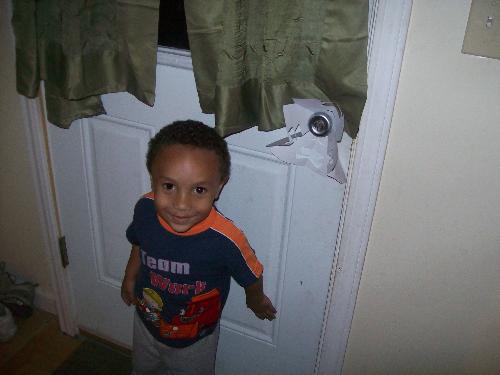 Justice and his Snowflake - Justice and his Snowflake that he hung on the door knob