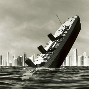 sunken ship - a black and white sinking ship