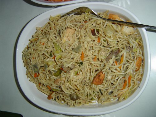 Pancit - Pancit is a traditional Filipino cuisine. This one is called Pancit Malabon