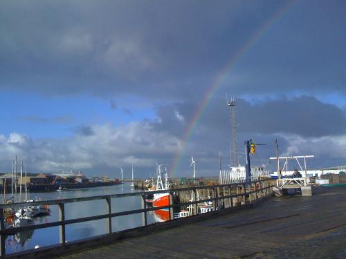 rainbow on my way fishing - the view from the harbour with a cracking rainbox