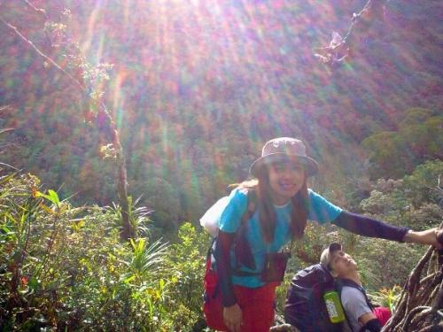 enjoying life climbing mountains - my friend spending the weekend with other friends climbing mountains