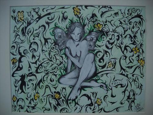 A Garden Farie - Original Art in Pen and Pencil