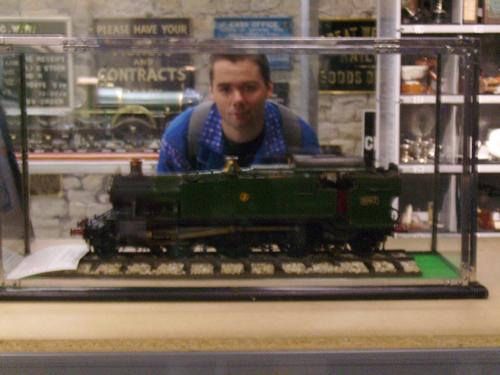 Old Train scale model 4 - Old Trains scale models from the Swindon Museum in the UK. All of them were running with coal for propulsion. Ah, a bonus in this one you can see my mug :