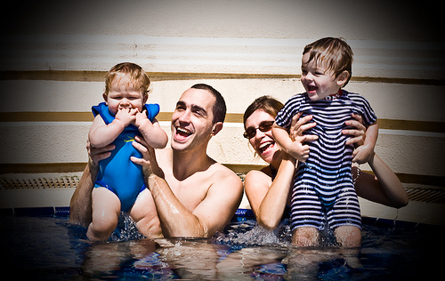 happy family - happy family in the pool.