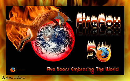 Firefox 5 years - Firefox logo, five year anniversary