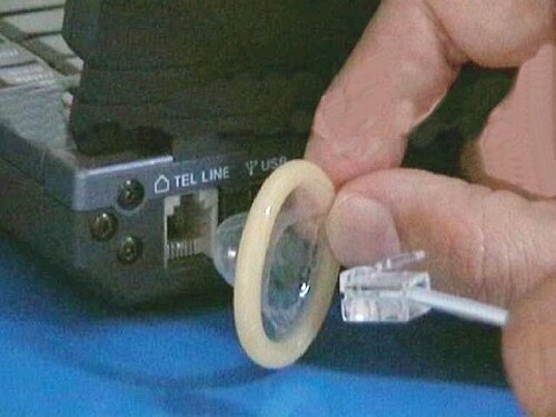 hehe the literrary term of anti virus - no this is not me putting a condom in front of my adsl cable. Anyways this is quite an intresting perspective, but definitely not efficient.