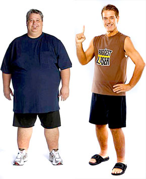 Biggest Loser Before and After Picture - A contestant on the reality tv series 'The Biggest Loser'. Before and after.