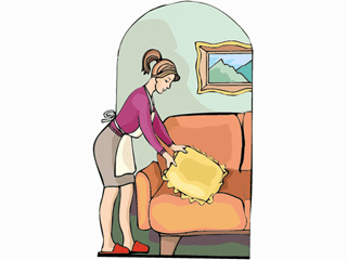 'keeper' of the house - A maidservant or in current usage maid is a female employed in domestic service. Maids perform typical domestic chores such as cooking, ironing, washing, cleaning the house, grocery shopping, walking the family dog, and taking care of children.