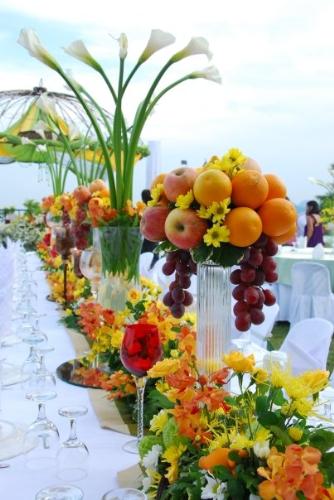 fruits - fruits in a table setting of a wedding
