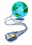 Internet - The internet presented in the way of a Globe with an adsl cable stuck to it.