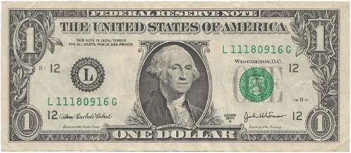 dollar - This is a picture of a $1 dollar (currency : American) paper bill.