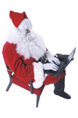 Typing - Santa typing with his laptop on his lap