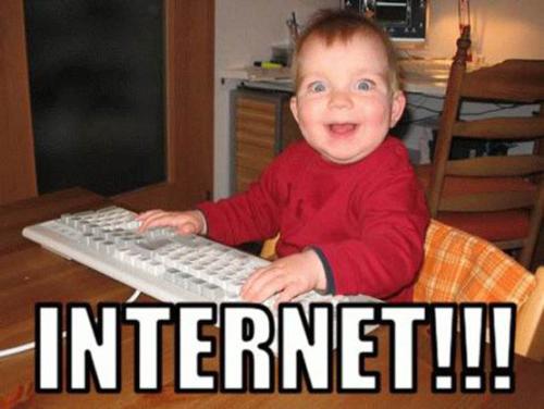 Toddler Online - A toddler happy about the internet.